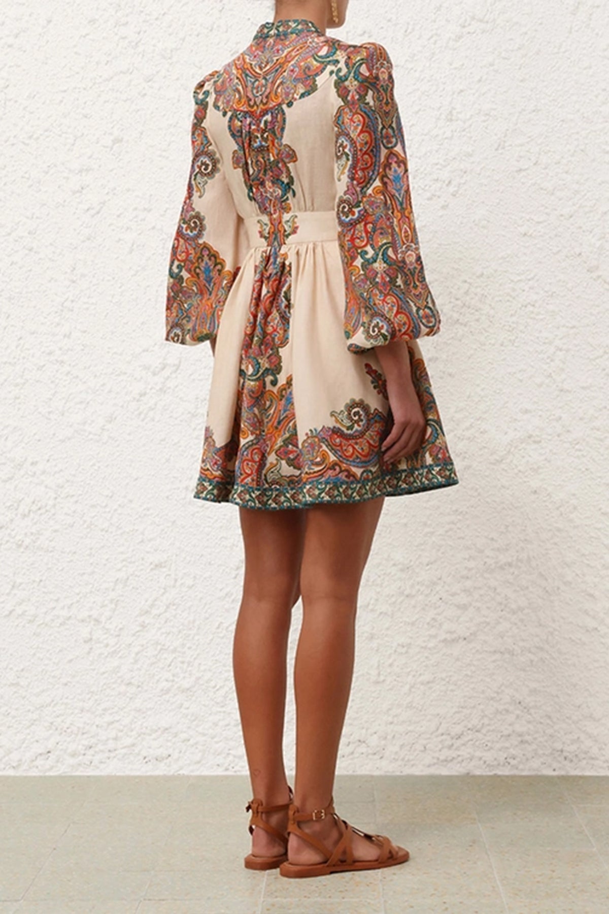 Ottie Plunge Mini Dress in Multi Paisley - shop-olivia.com