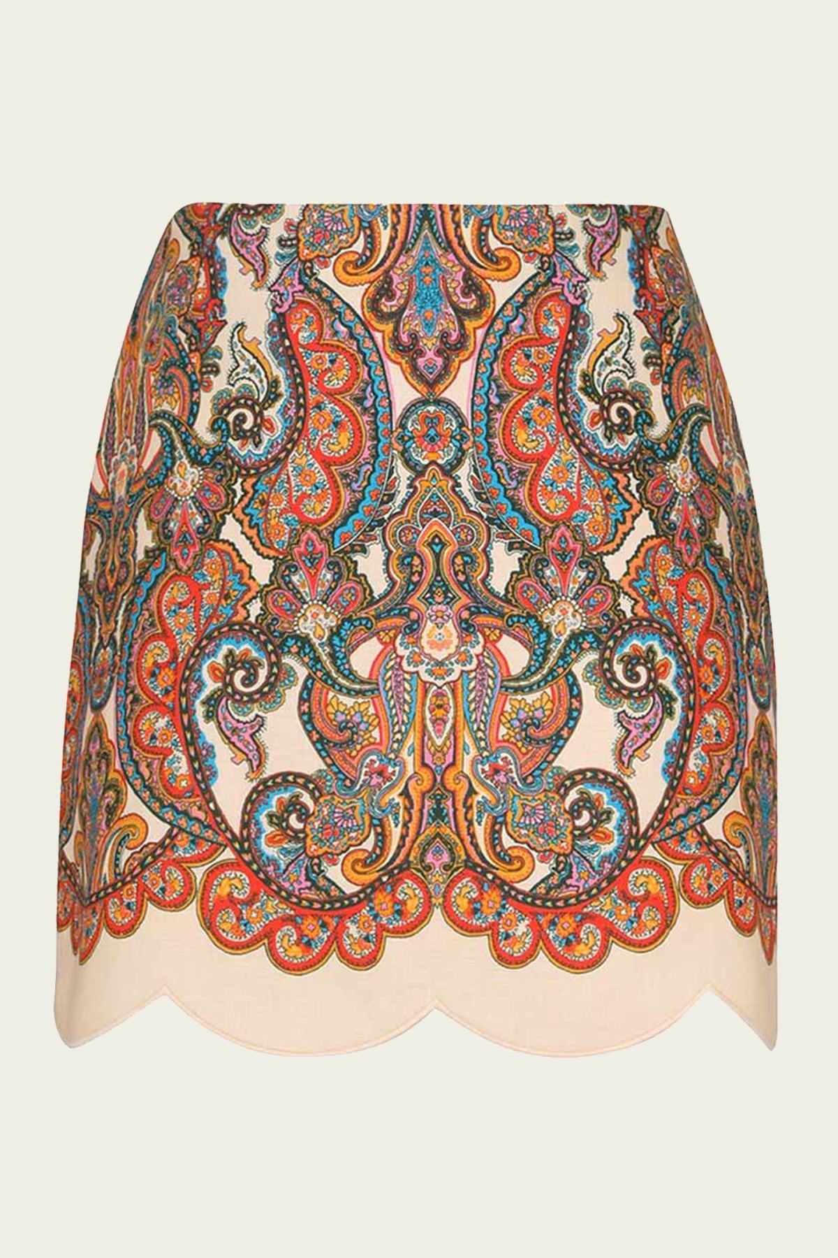Ottie Scallop Mini Skirt in Multi Paisley - shop - olivia.com