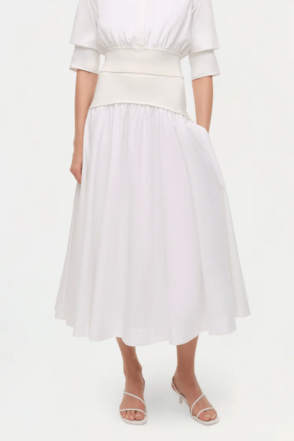Ovie Knit Cotton Midi Skirt In White Ovie Knit Cotton Midi Skirt In White