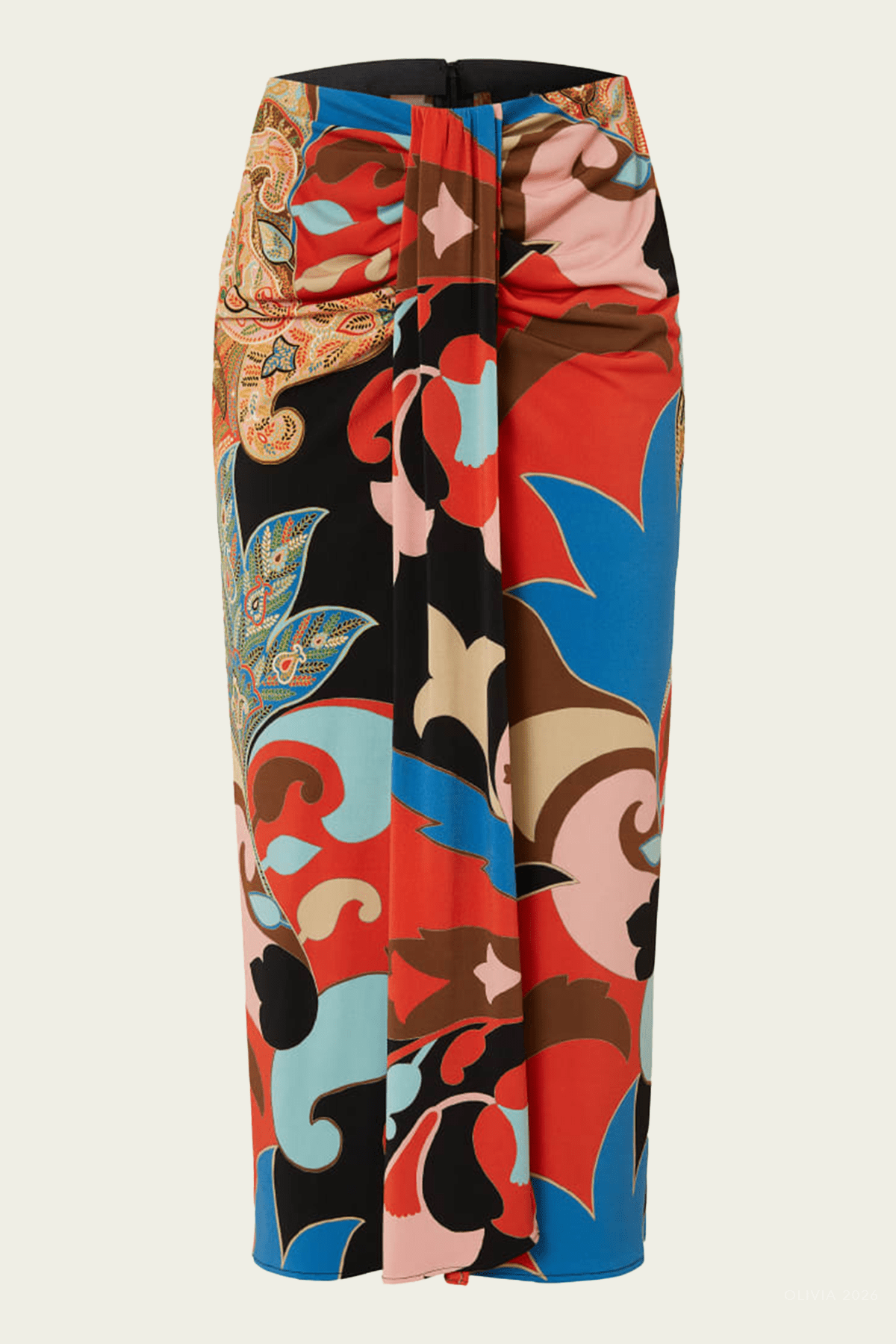 Paisley - Print Knot Midi Skirt in Multicolor - shop - olivia.com