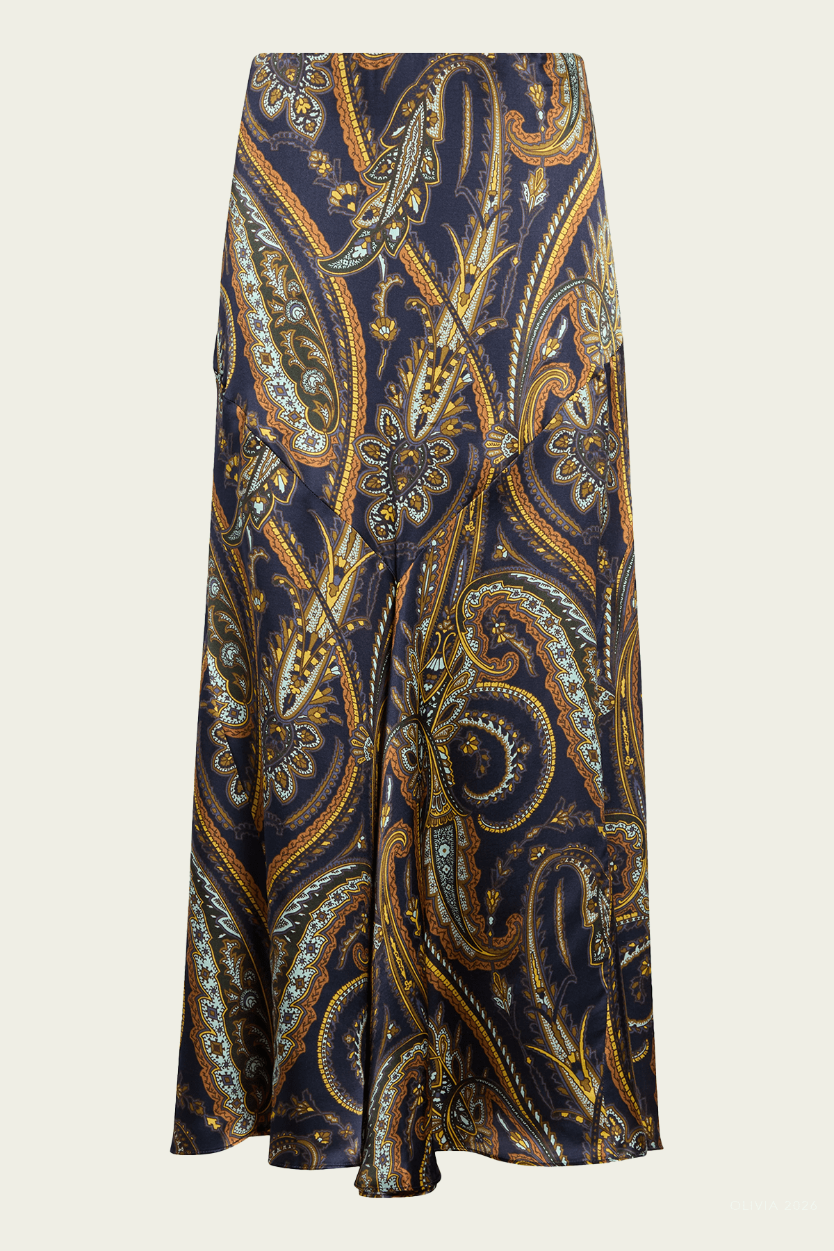Paisley-Print Satin Maxi Skirt in Multicolor - shop-olivia.com