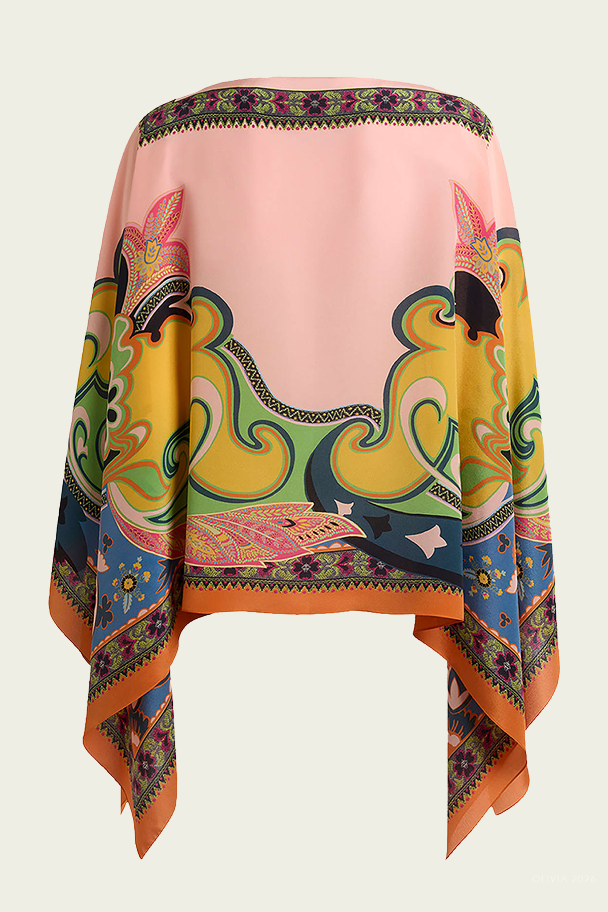 Paisley - Print Silk Poncho in Multicolor - shop - olivia.com