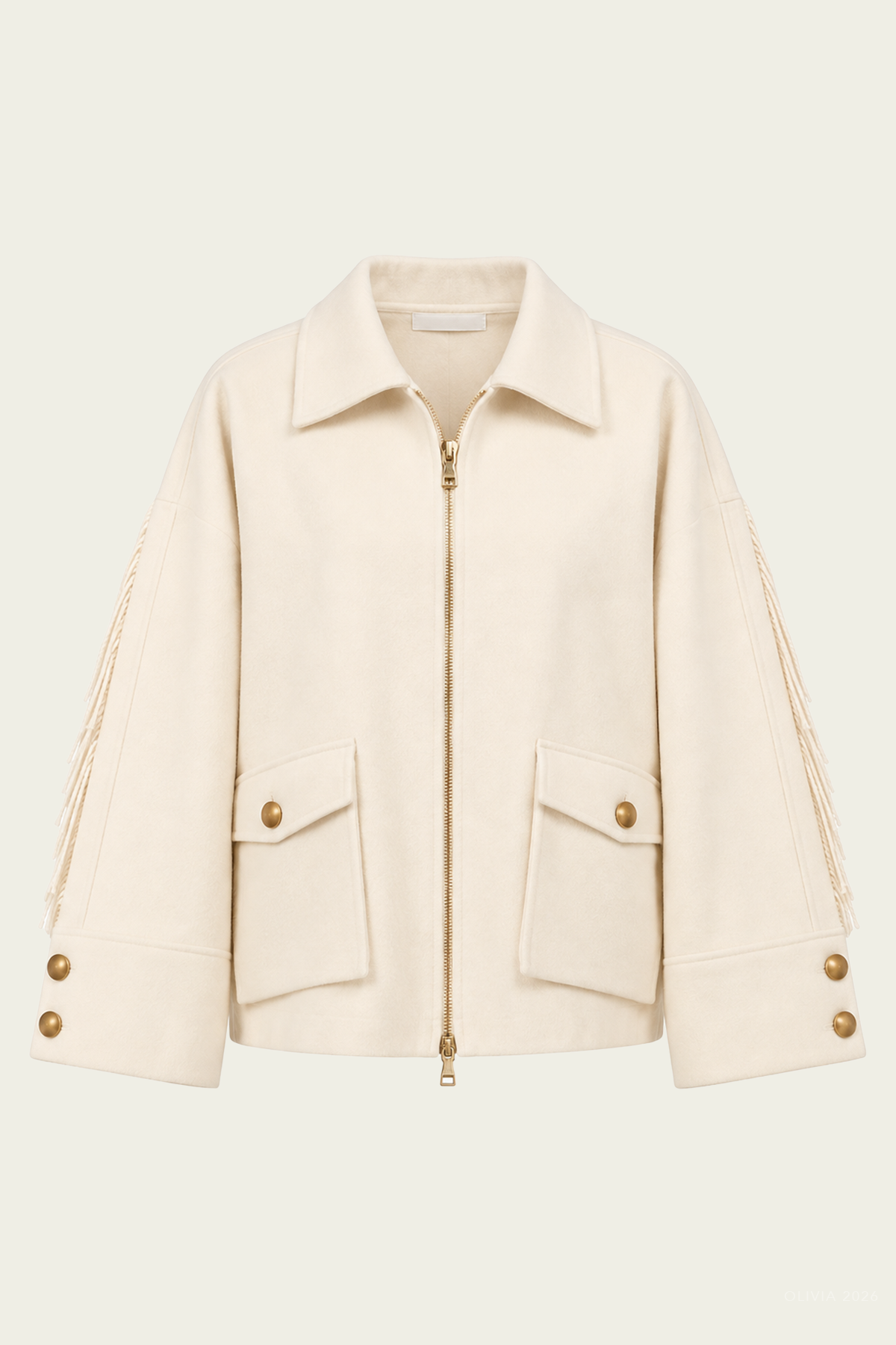 Aspen Fringe Wool Jacket in Ivory