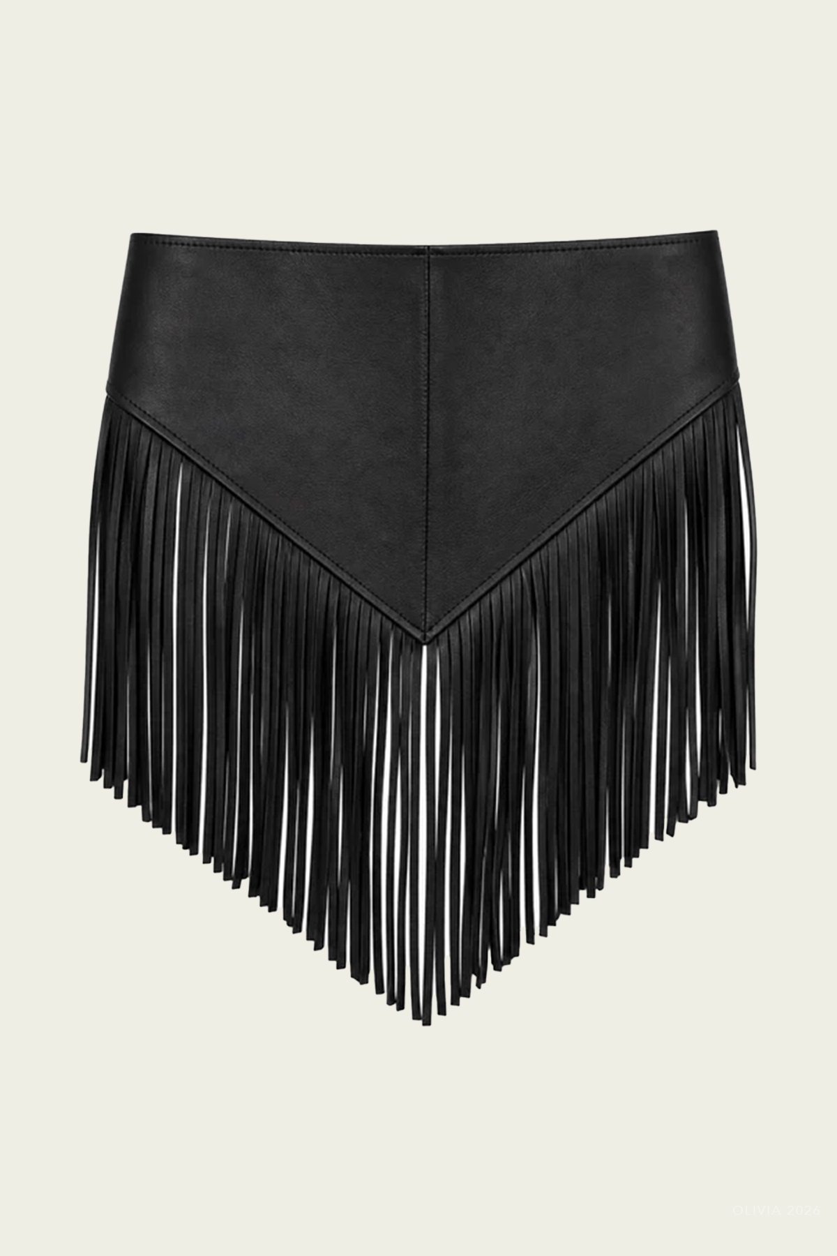 Leather Bandana Fringe Belt in Black