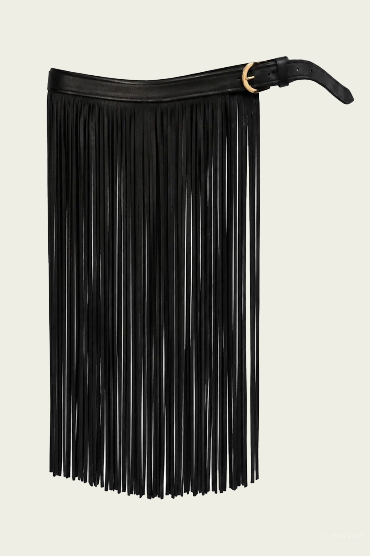 Leather Fringe Belt in Black