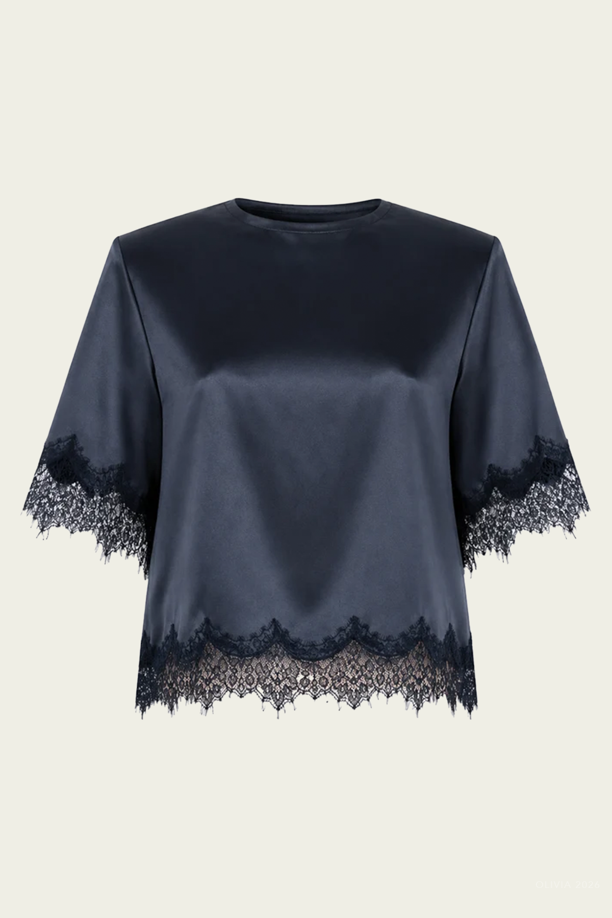 Midnight Satin Top in Navy