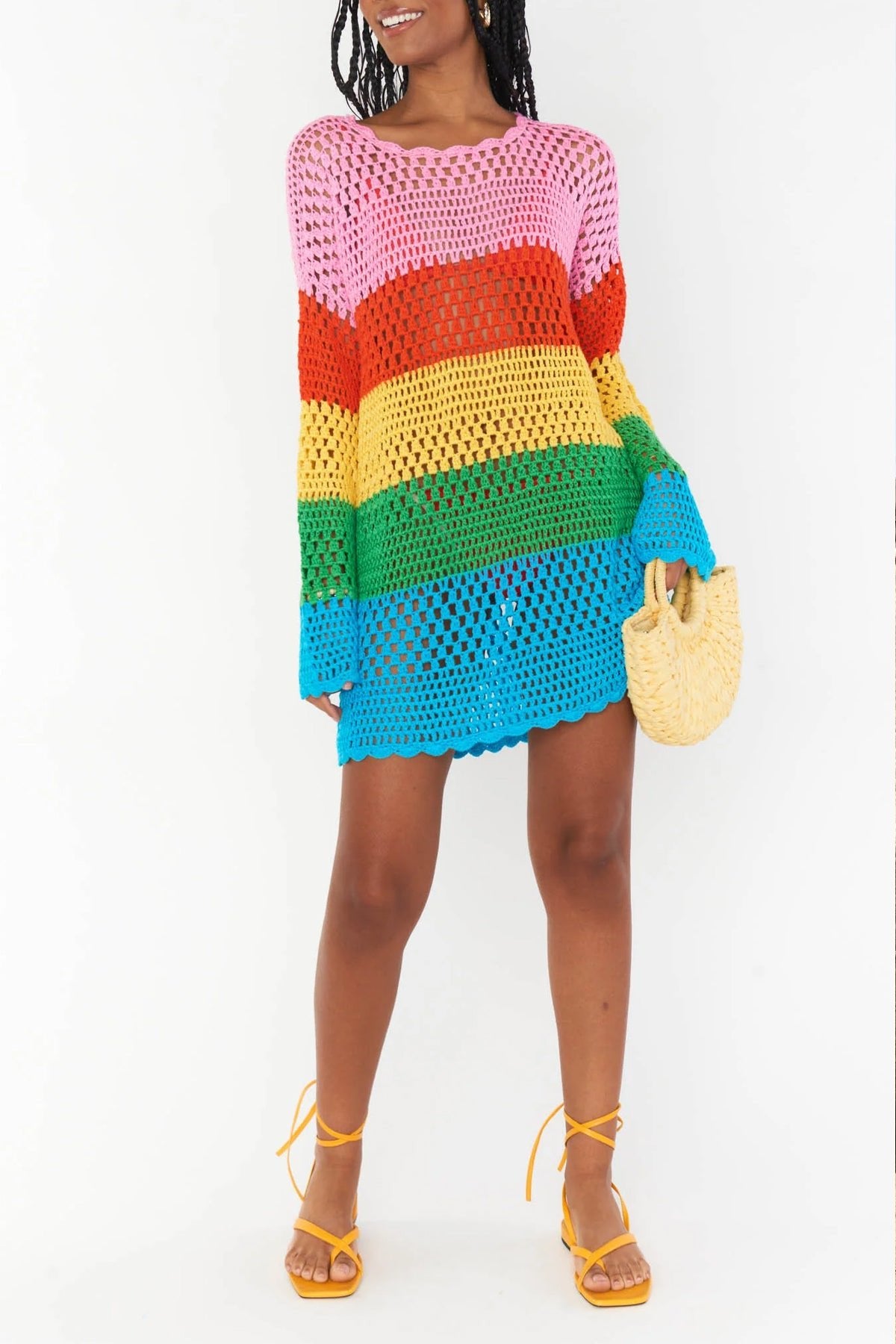 Paula Pullover in Bright Stripe Crochet - shop - olivia.com