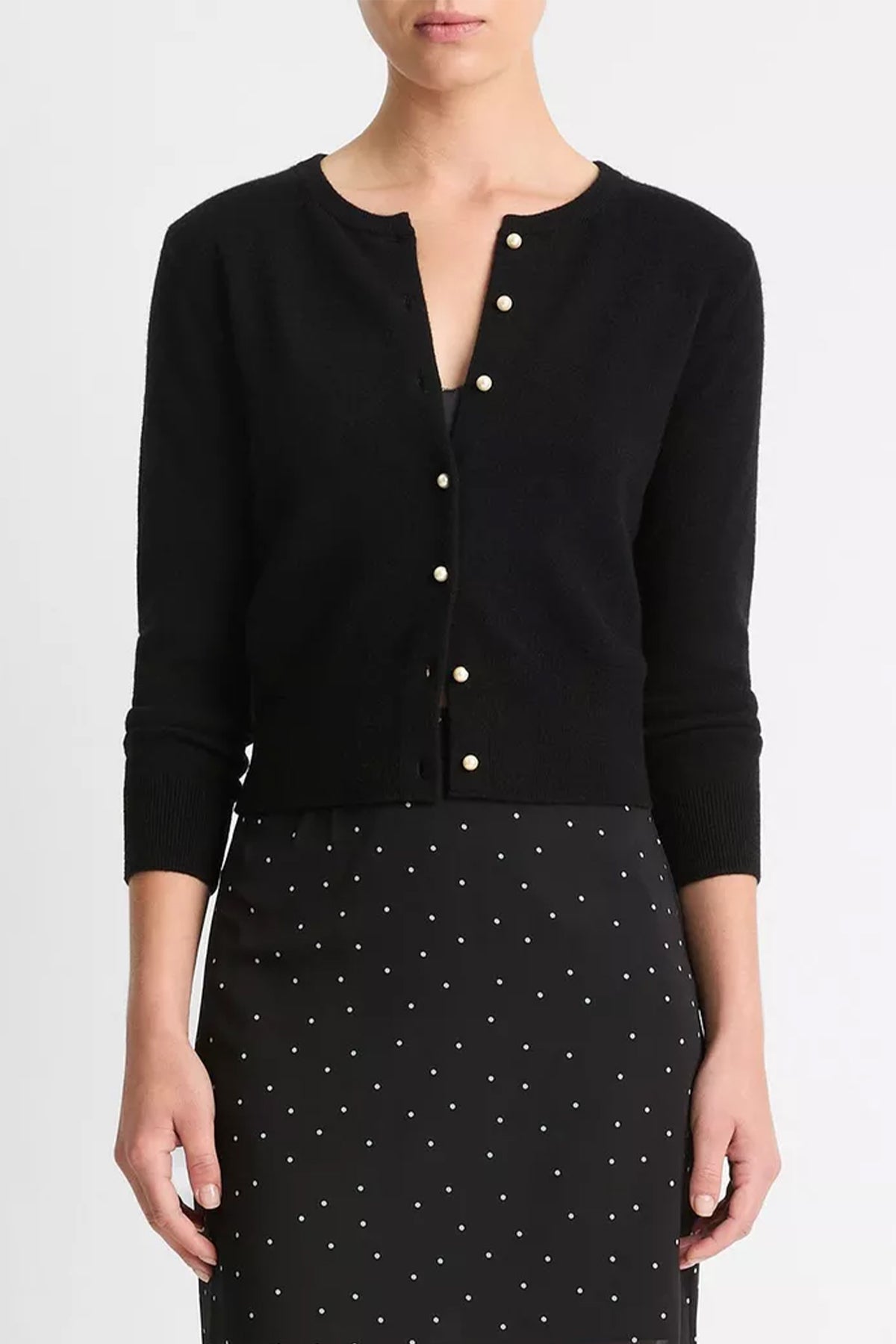 Pearl - Button Wool - Blend Cardigan in Black - shop - olivia.com