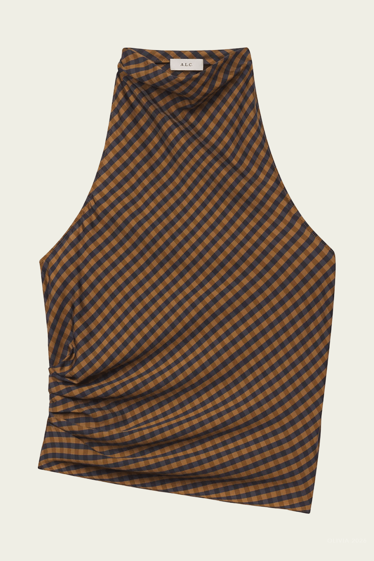 Penelope Check Top in Pecan Navy - shop-olivia.com