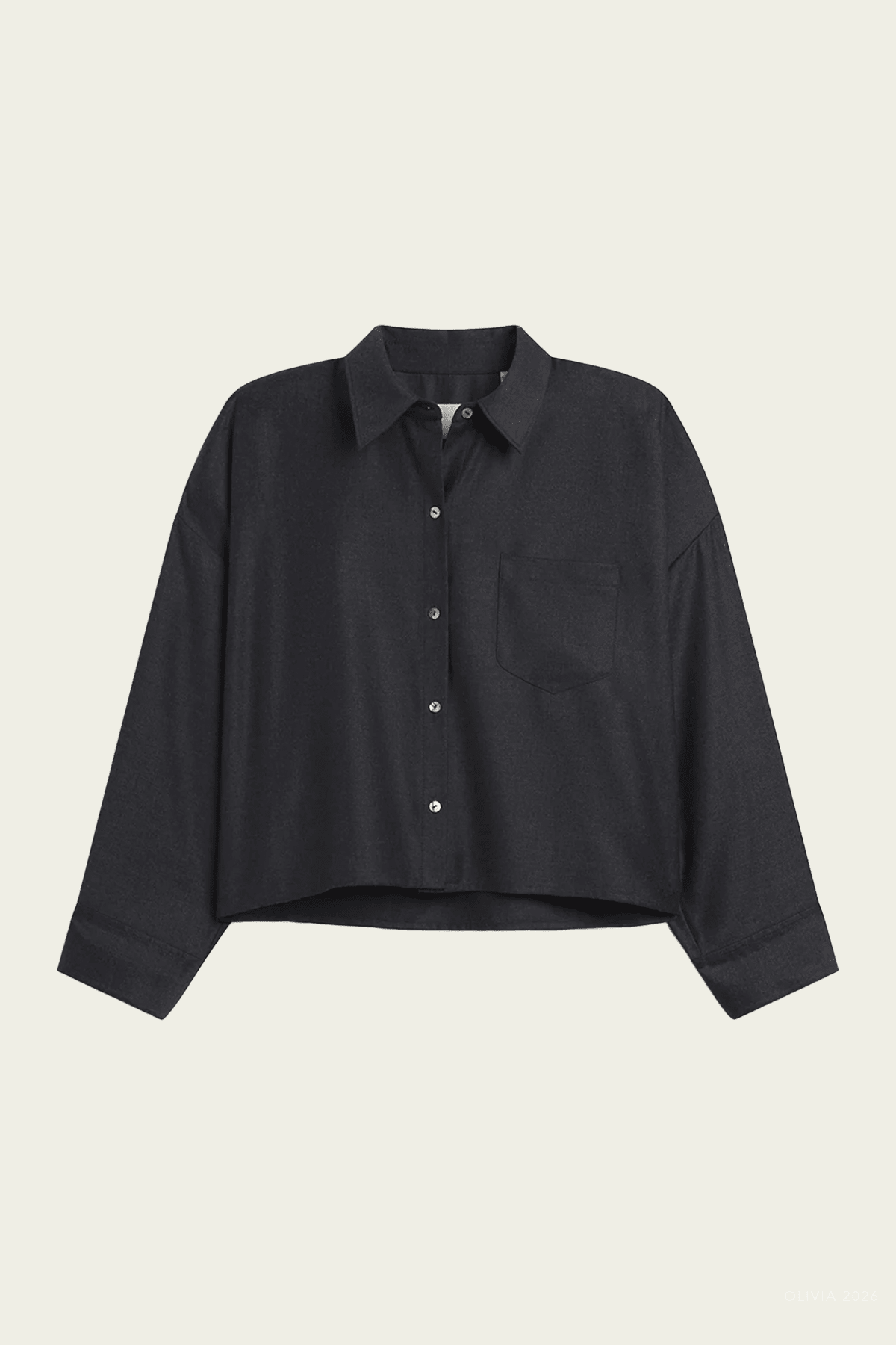 Petit Ami Wool Shirt in Heather Grey - shop-olivia.com