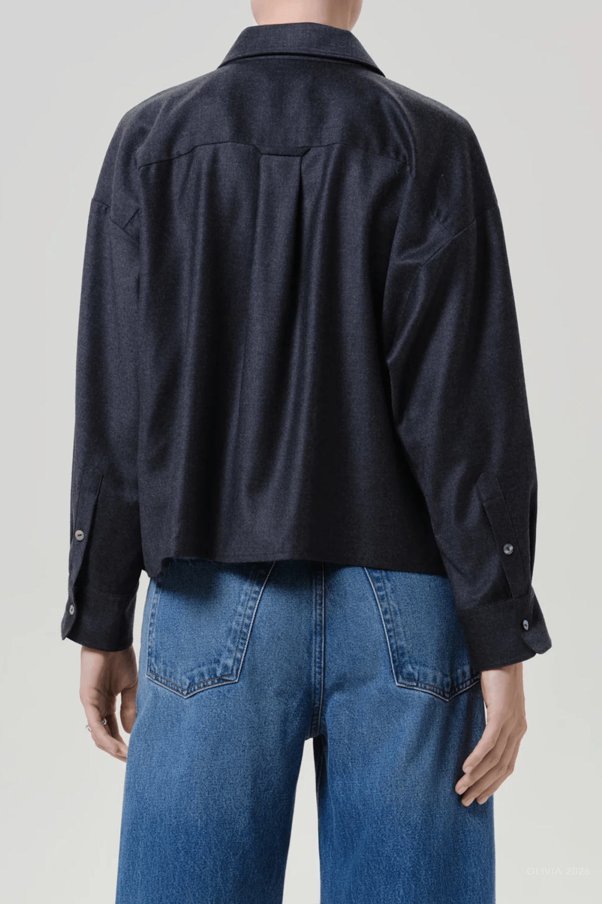 Petit Ami Wool Shirt in Heather Grey - shop-olivia.com