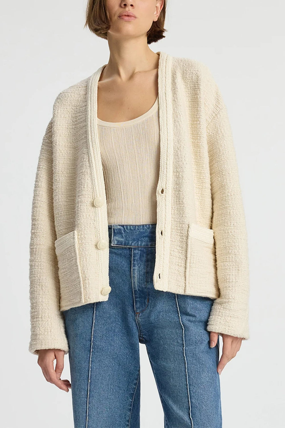 Peyton Cotton Bouclé Jacket in Buttercream