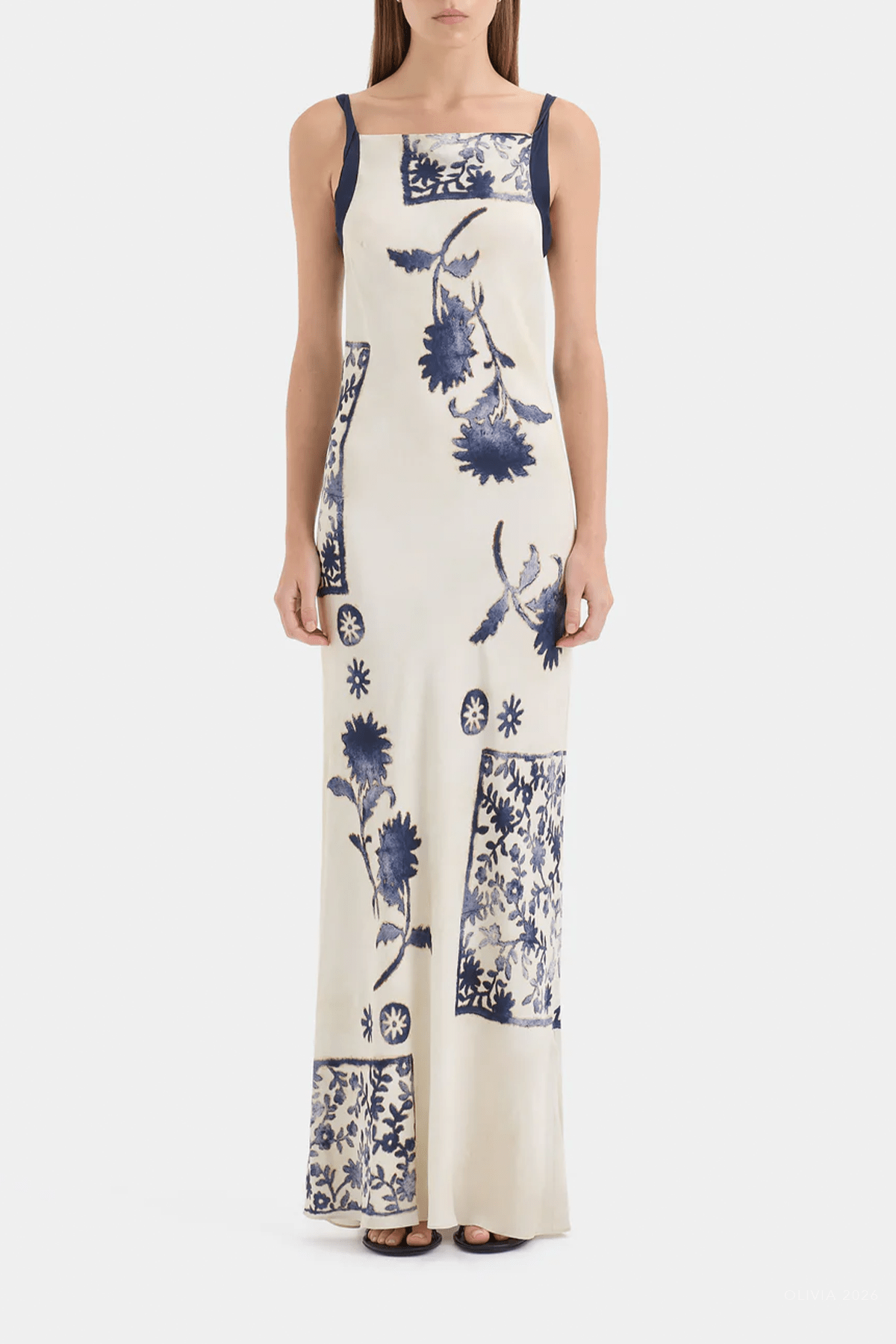 Phillipa Slip Dress in Eira Midnight - shop-olivia.com