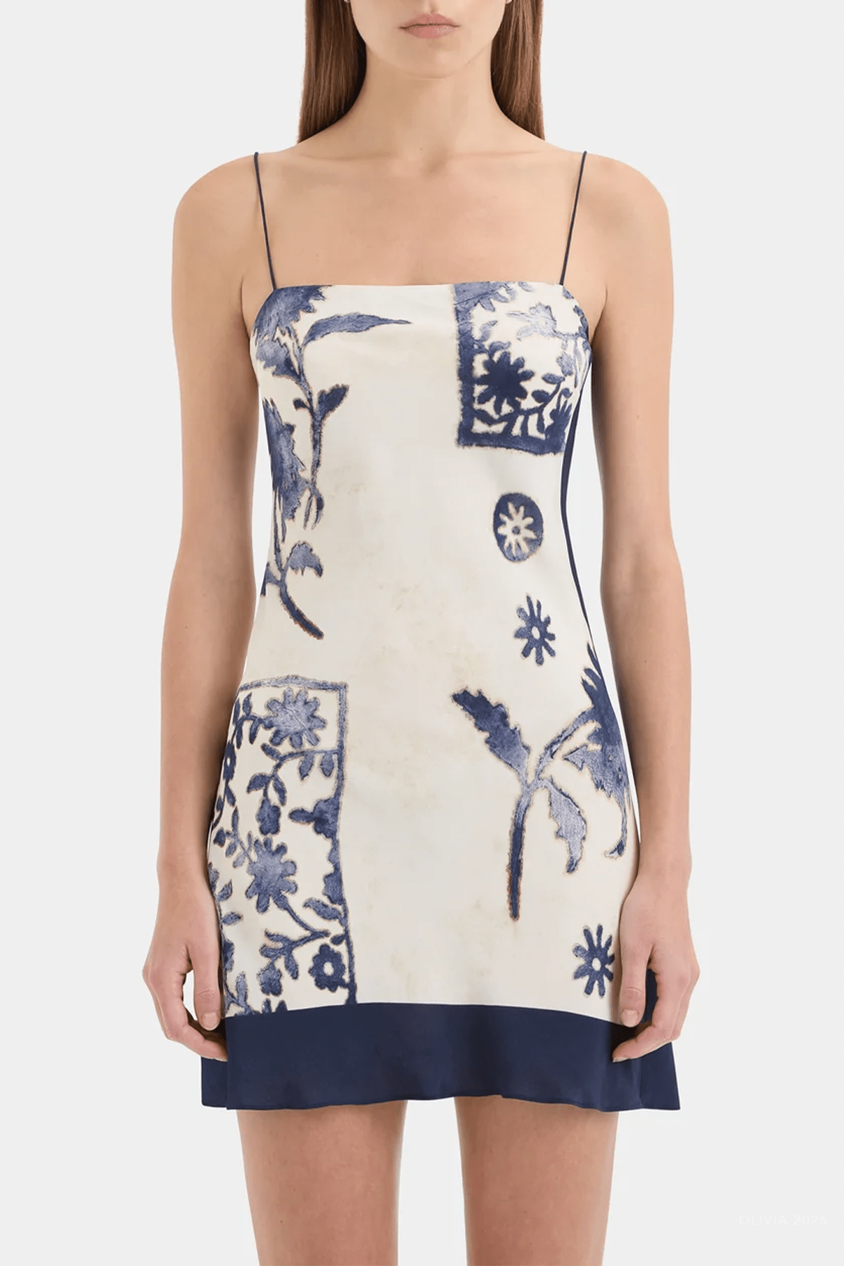 Phillipa Slip Mini Dress in Eira Midnight - shop-olivia.com
