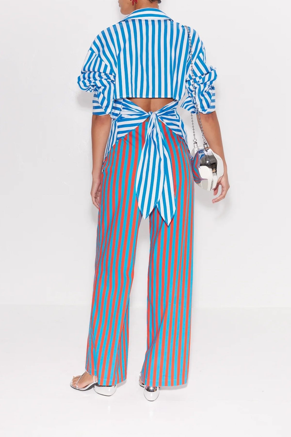 Pia Stripe Poplin Pant in Blue Cherry Stripe - shop - olivia.com
