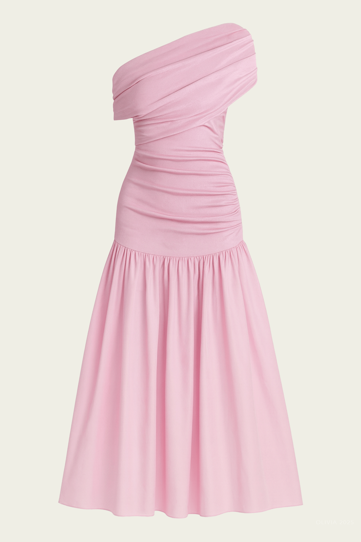 Pink Cotton Draped Knit Midi Dress - shop - olivia.com