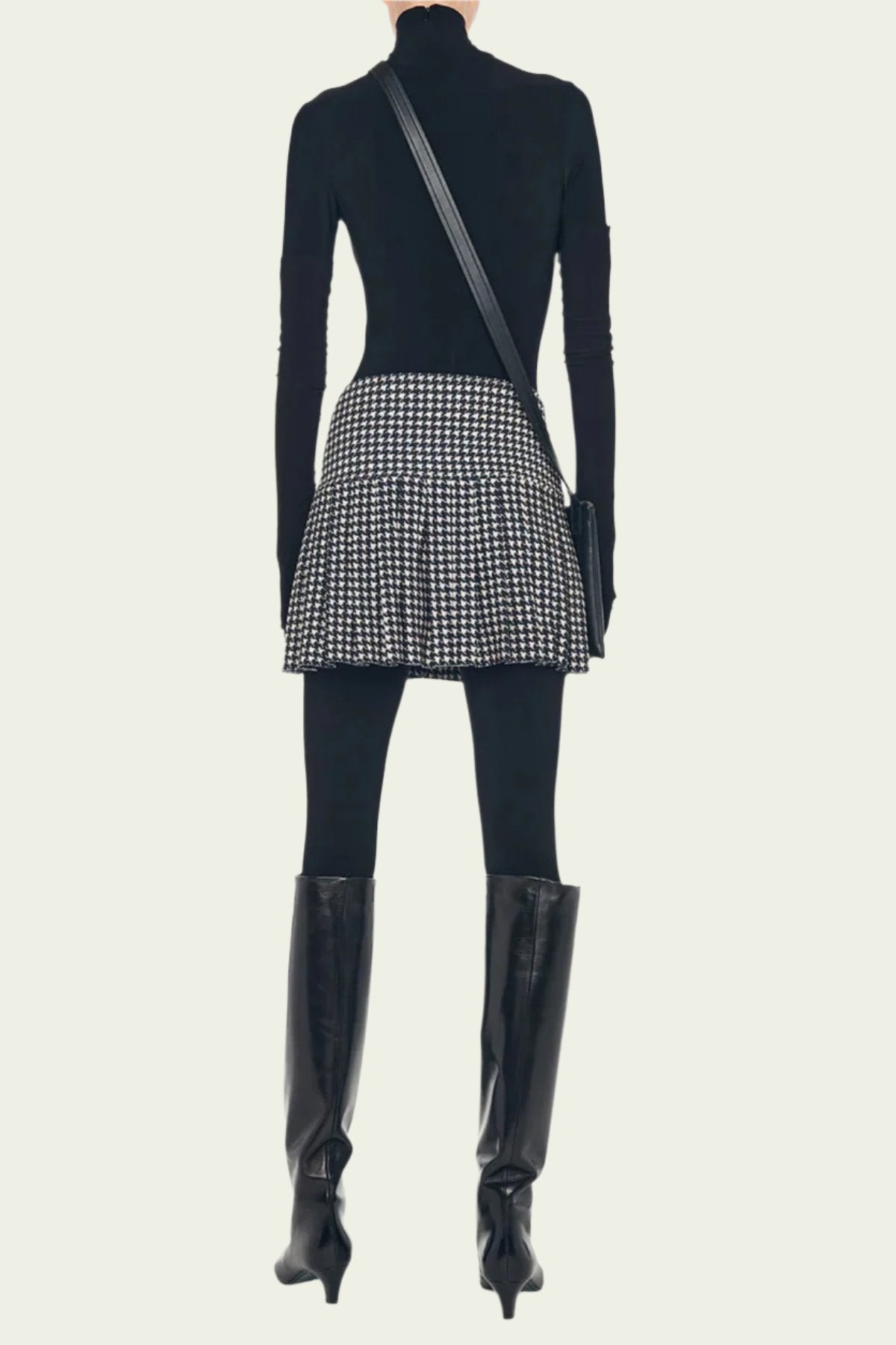 Pleated Mini Skirt in Large Houndstooth - shop - olivia.com