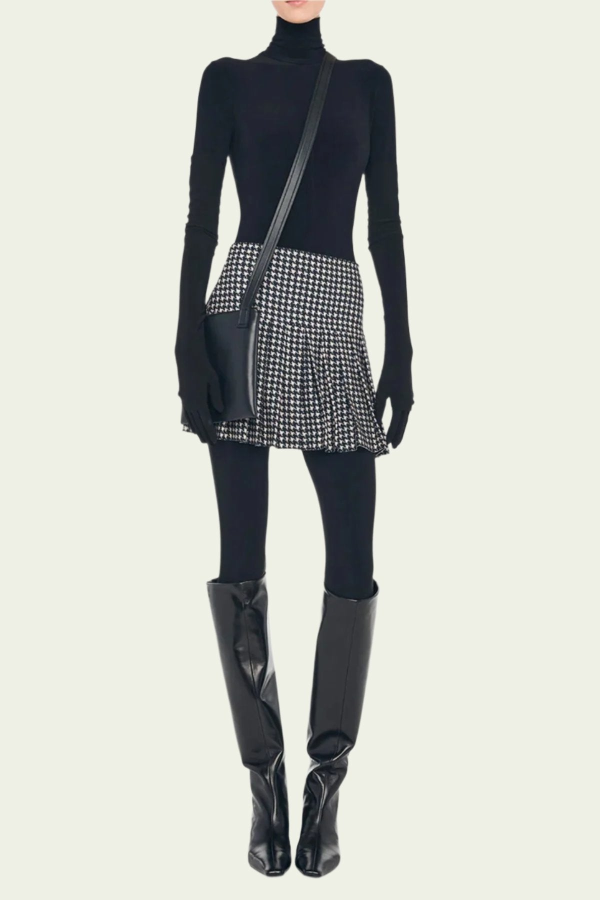 Pleated Mini Skirt in Large Houndstooth - shop - olivia.com