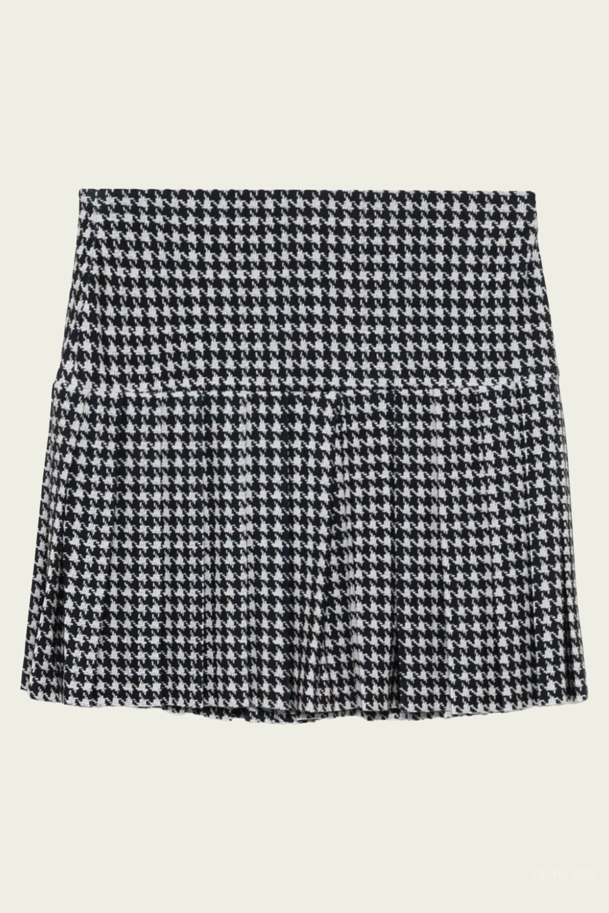 Pleated Mini Skirt in Large Houndstooth - shop - olivia.com