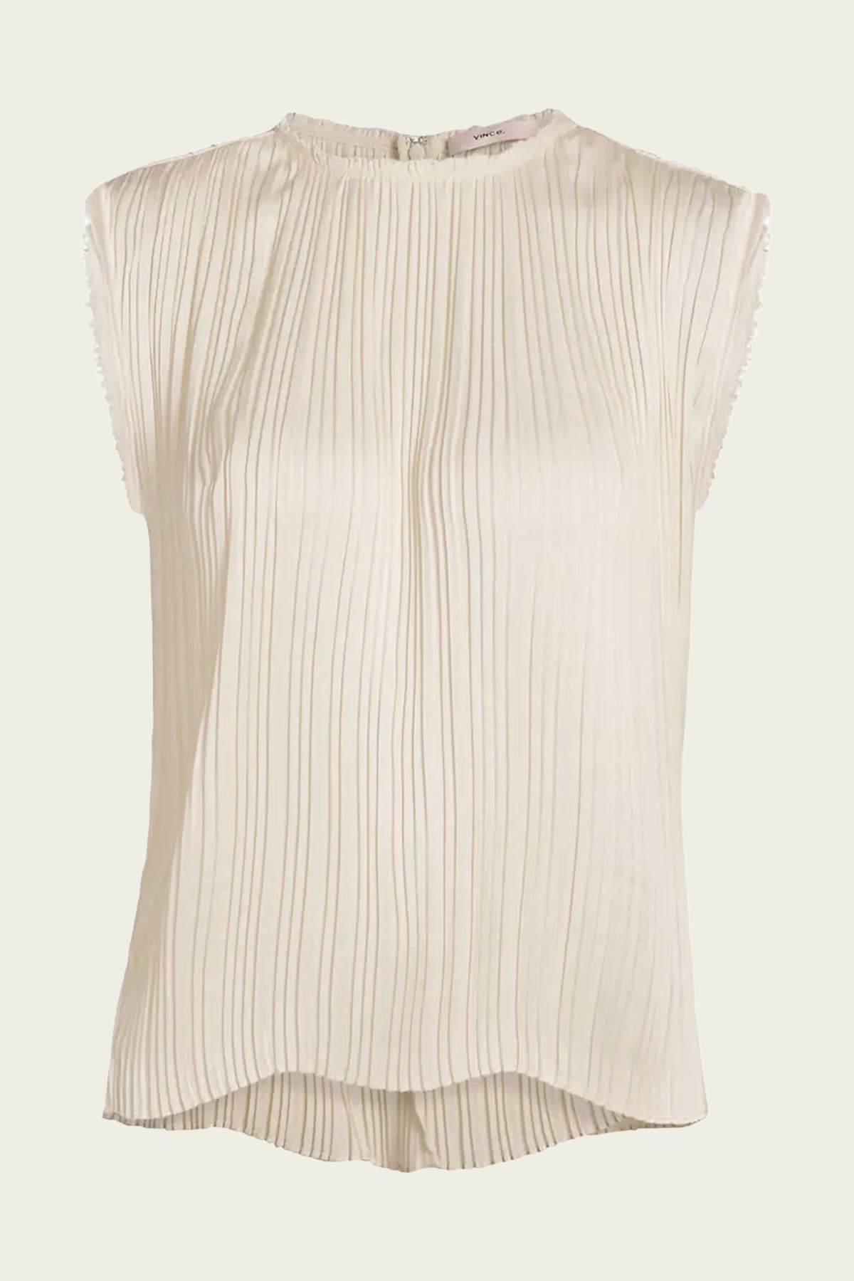 Pleated Satin Crew Neck Shell in Bell - shop-olivia.com