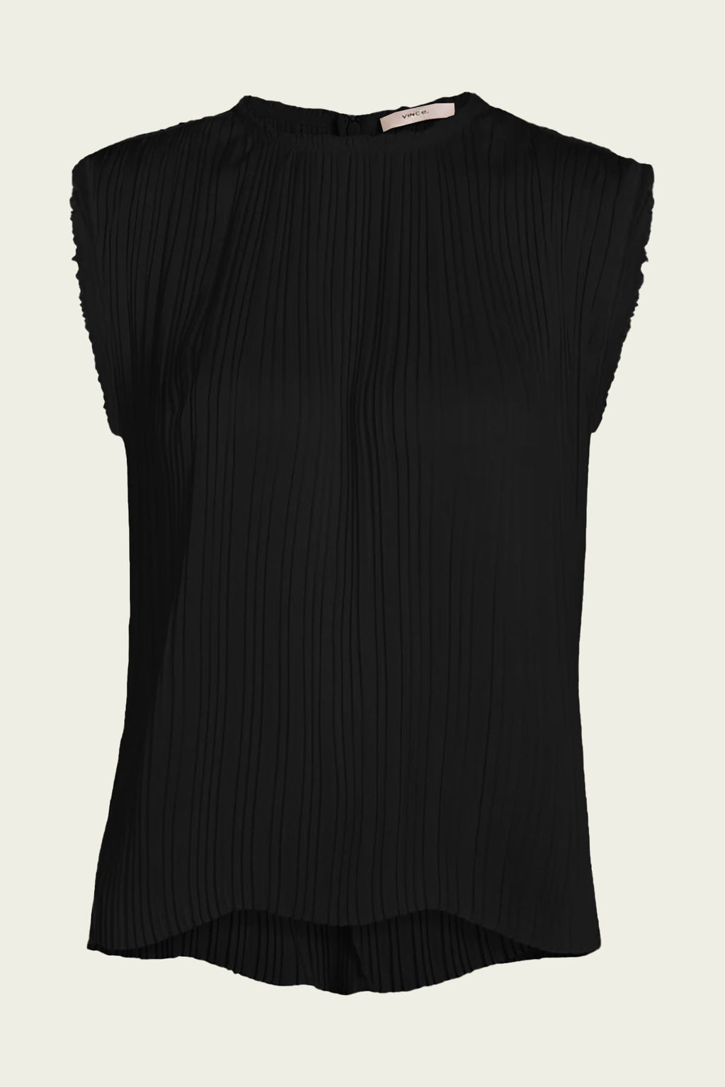 Pleated Satin Crew Neck Shell