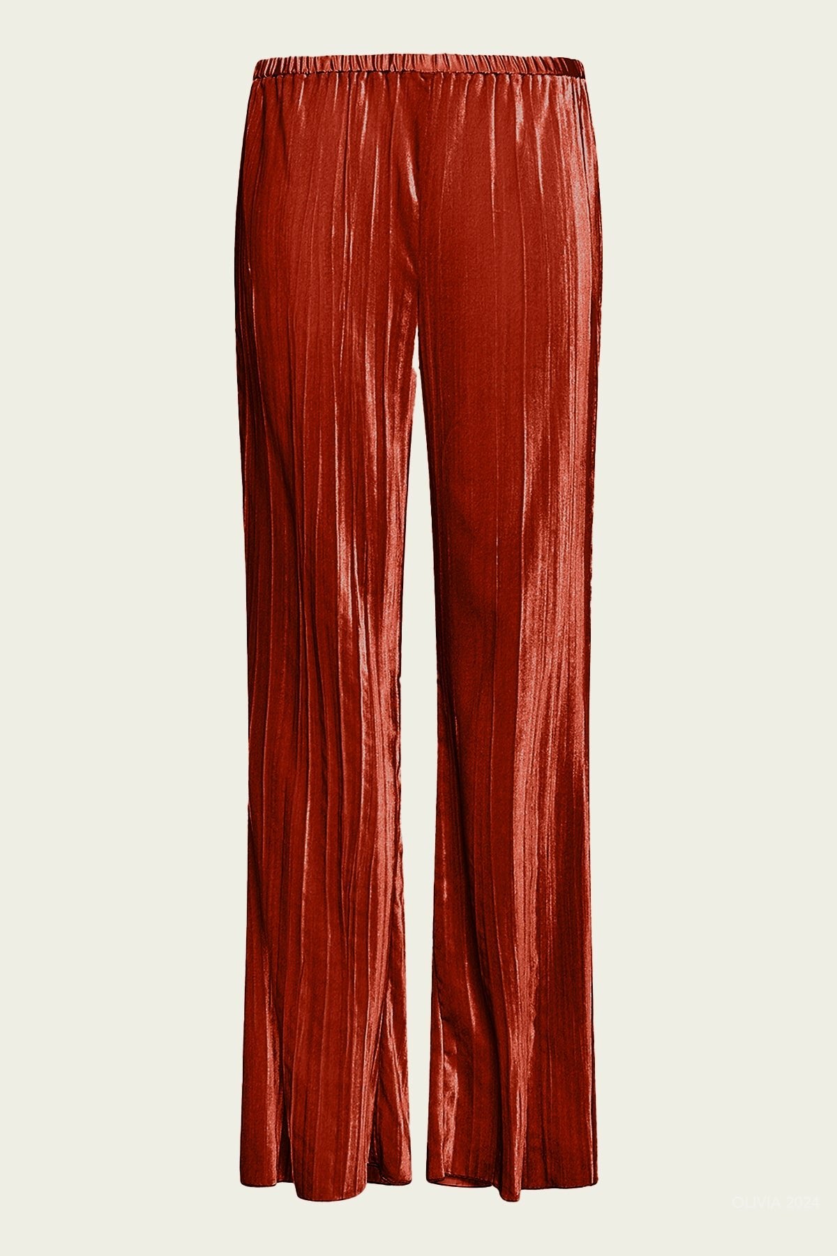 Pliss Velvet Flare Pant in Saffron - shop - olivia.com