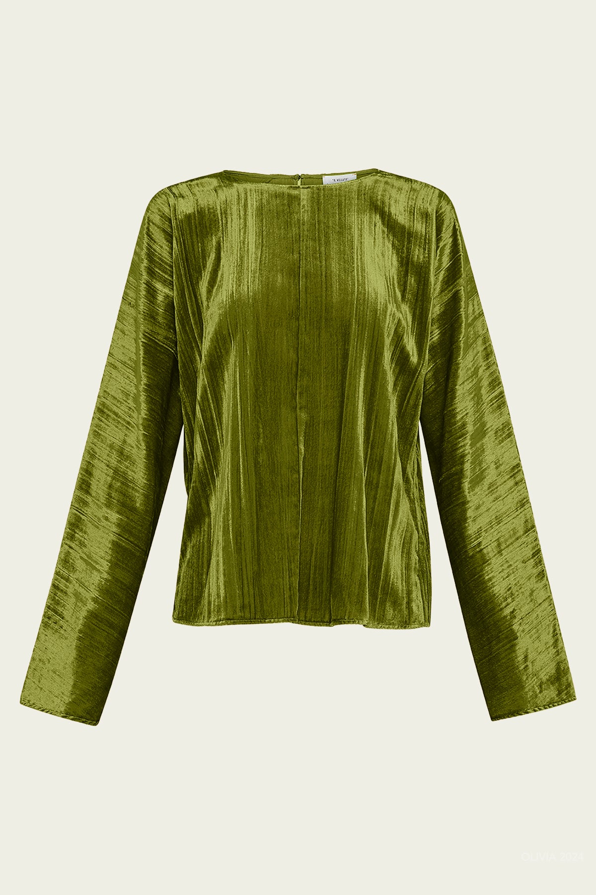 Pliss' Velvet Round Neck Shirt in Felce - shop - olivia.com