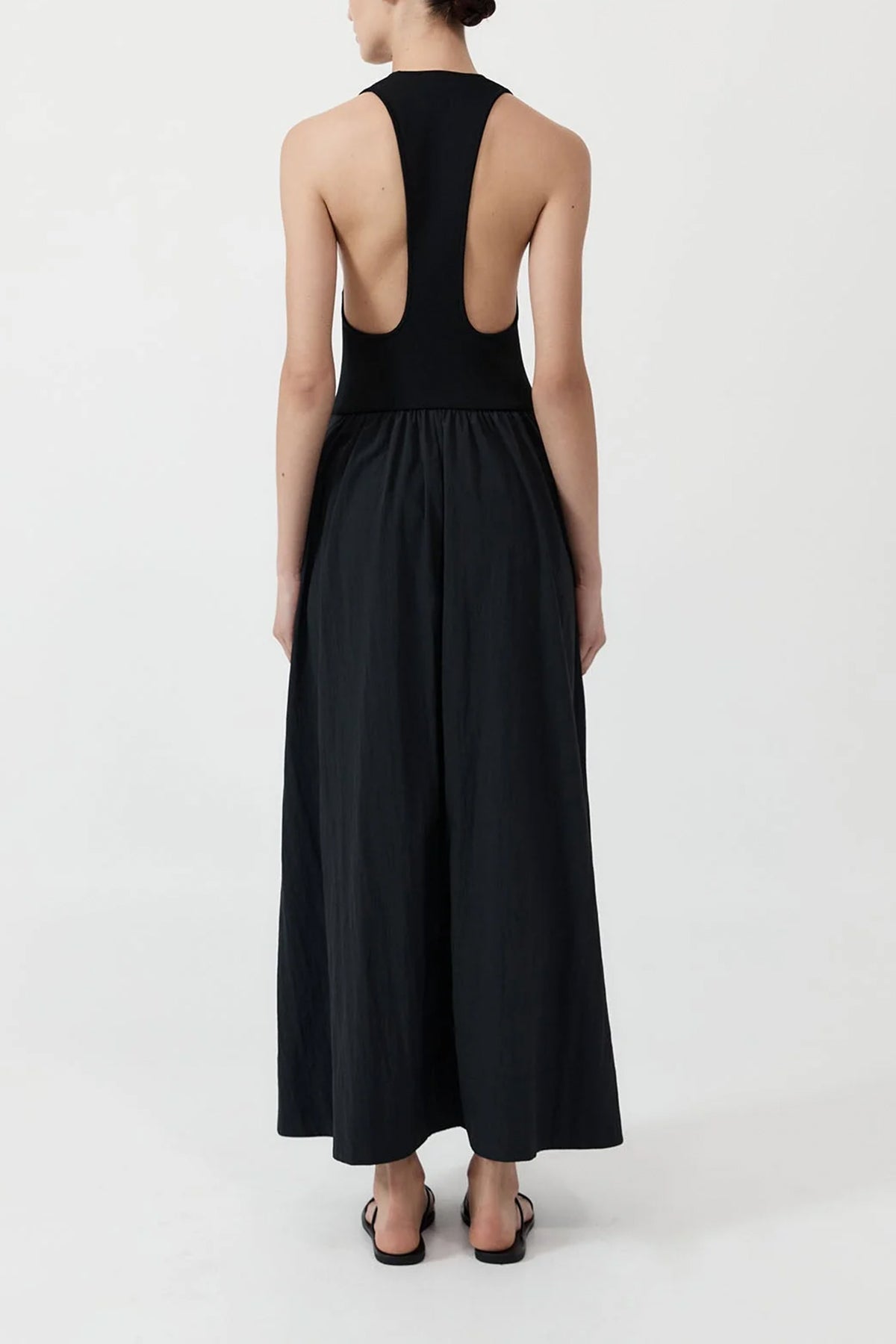 Plunge Neck Dress in Black - shop-olivia.com