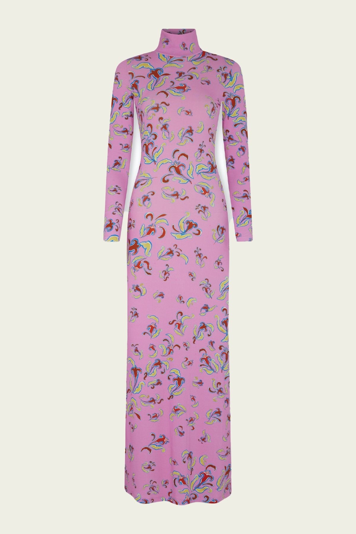 Printed Long - Sleeve Dress in Pink - shop - olivia.com