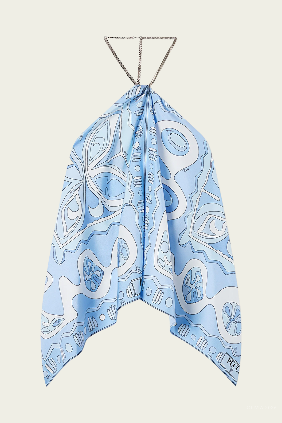 Angoli-Print Chain Top in Pale Blue