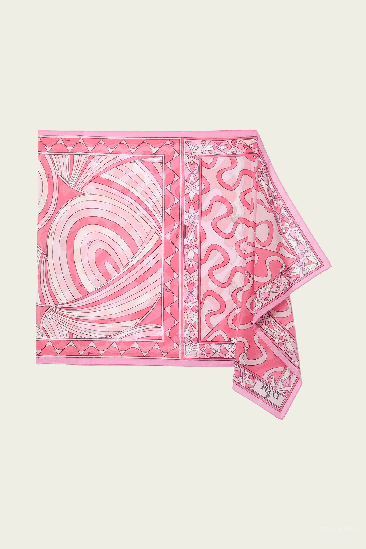 Mixed-Print Cotton Sarong in Pink