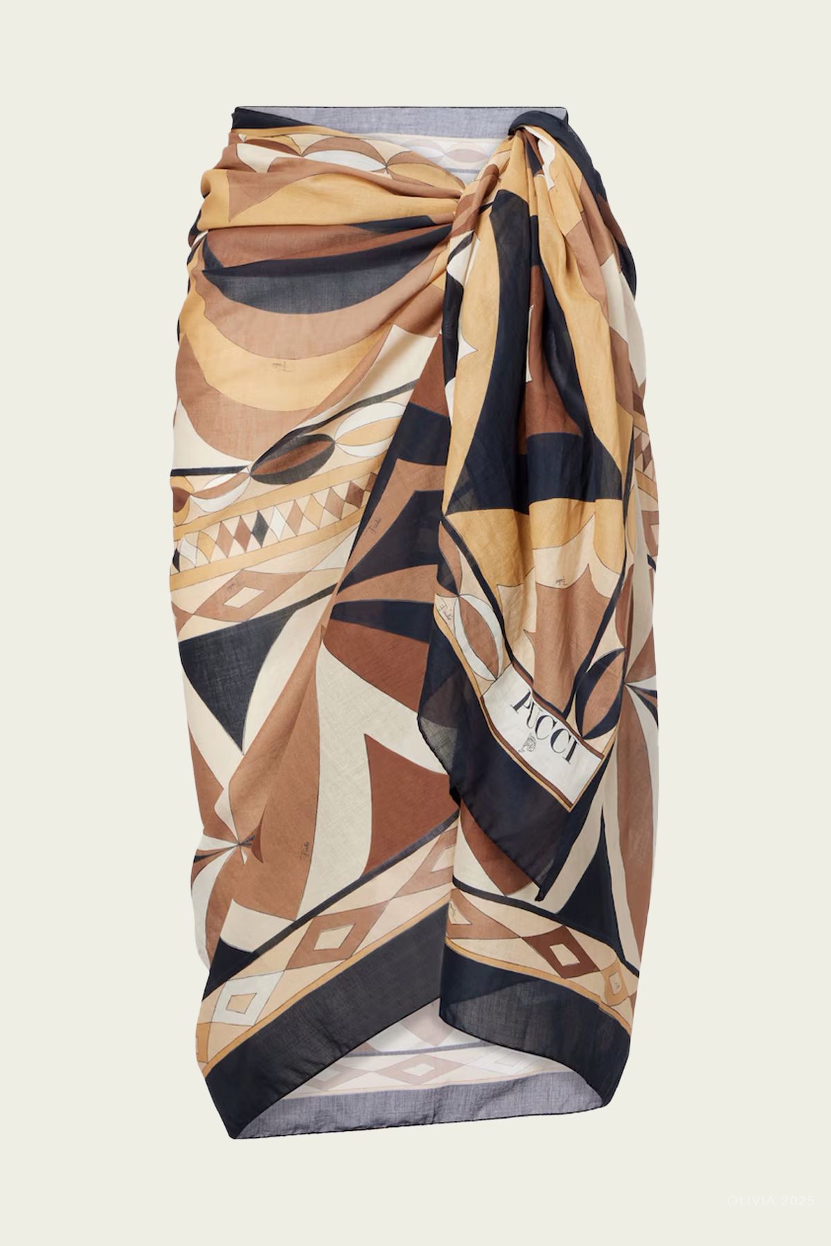 Sarong with Collane-Print in Black Gold