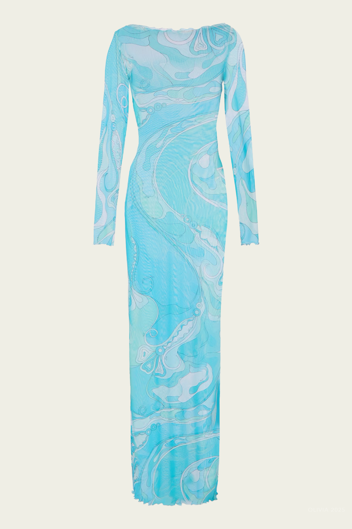 Orchidee-Print Tulle Dress in Turquoise