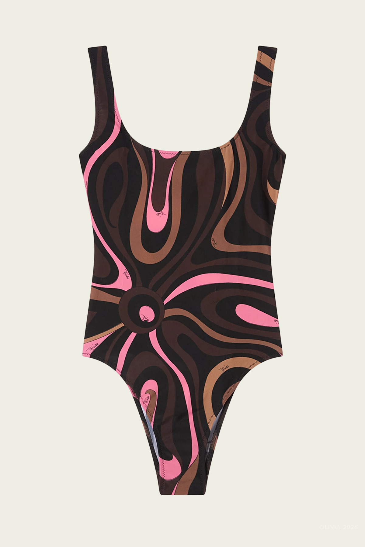 Marmo-Print Swimsuit in Brown Coral