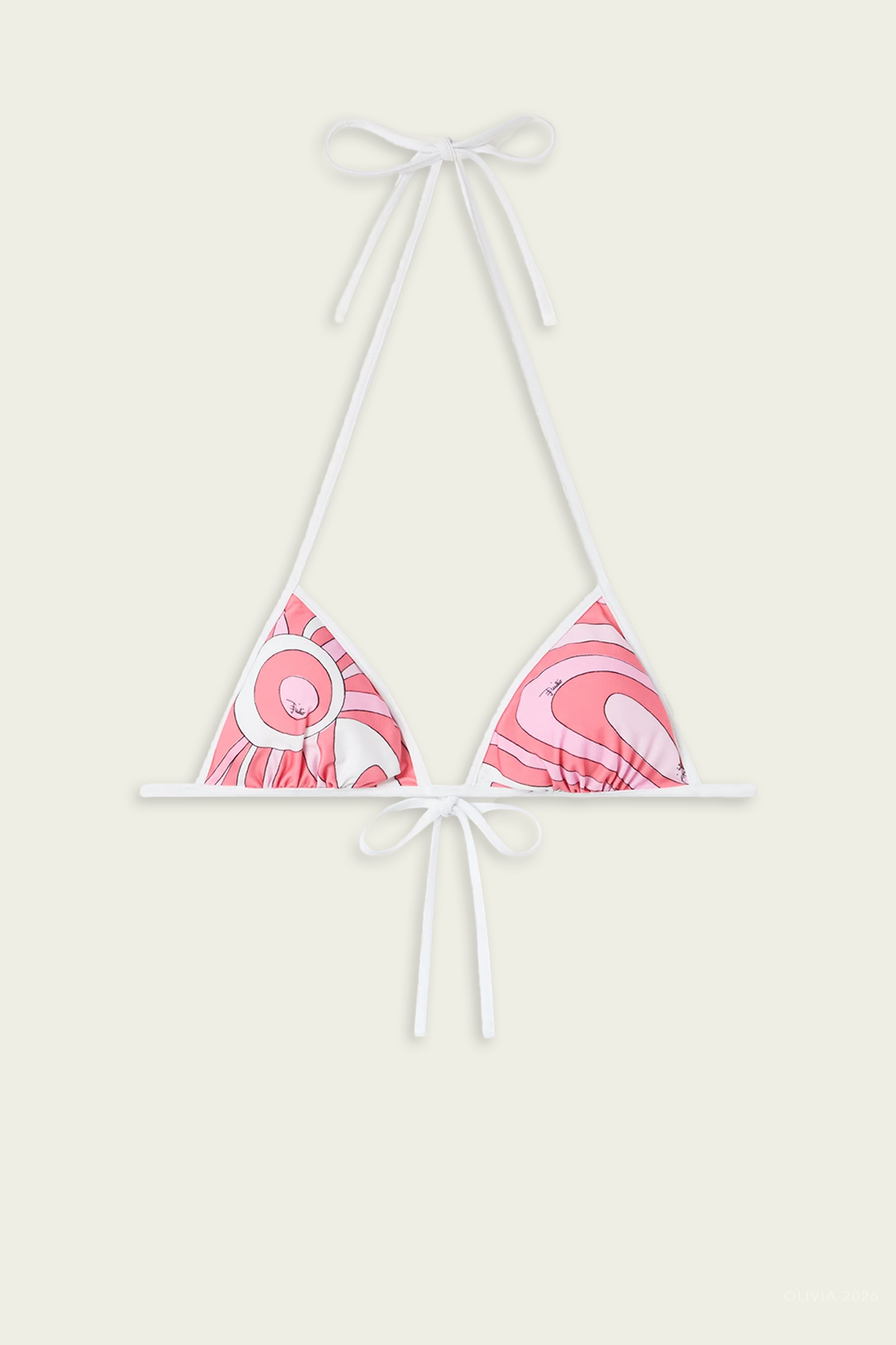 Marmo-Print Bikini Top in Pink