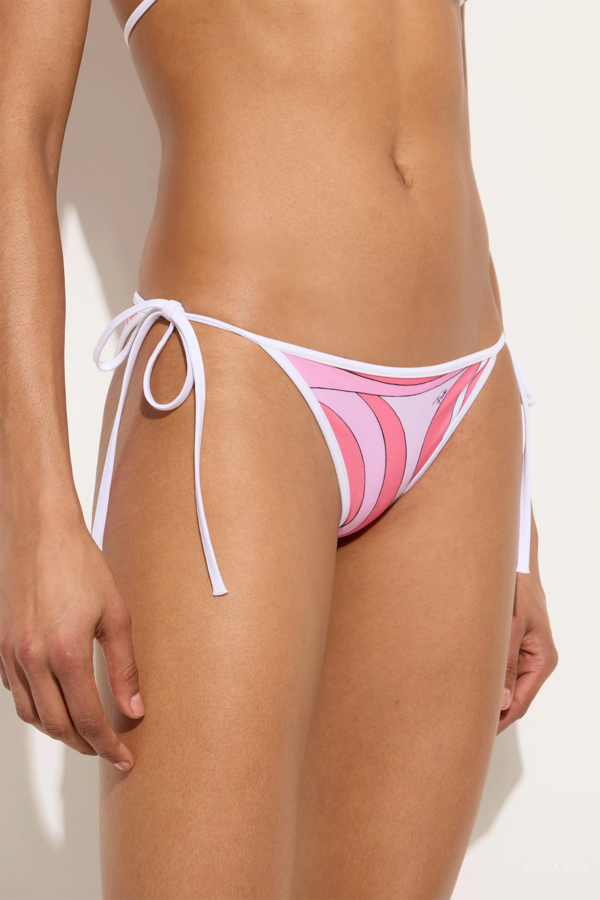 Marmo-Print Bikini Bottom in Pink