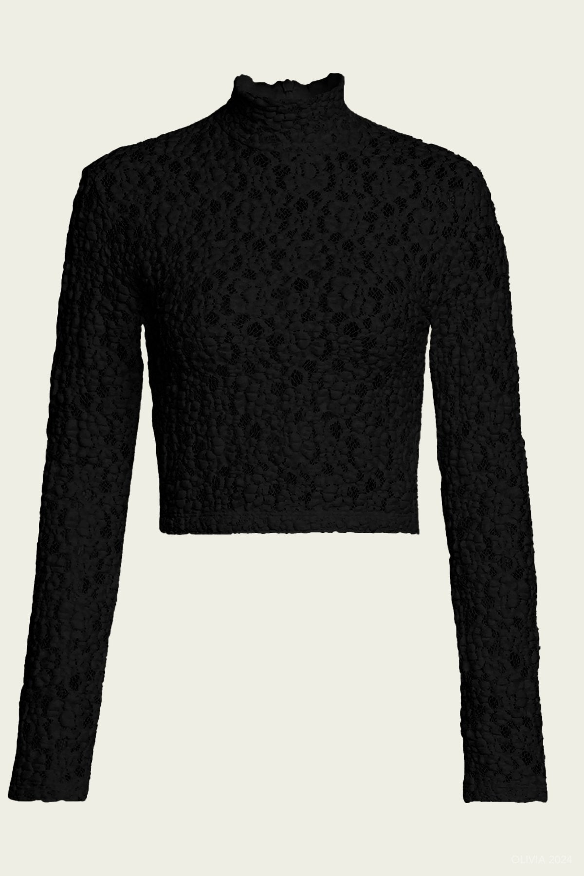 Puckered Lace Cropped Mockneck - shop - olivia.com