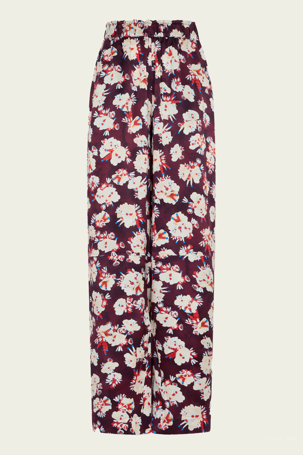 Floral Patterned Straight Trouser in Magenta