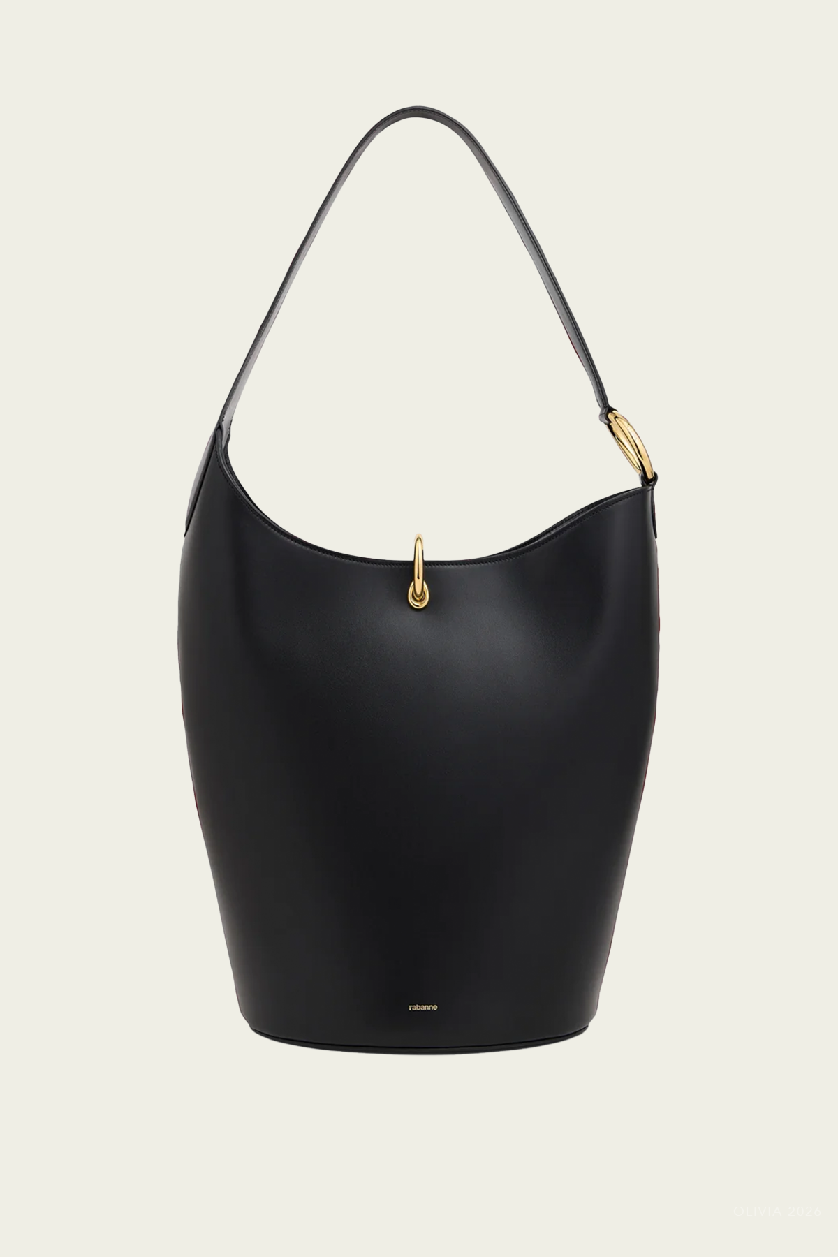 Ring Leather Tote Bag in Black