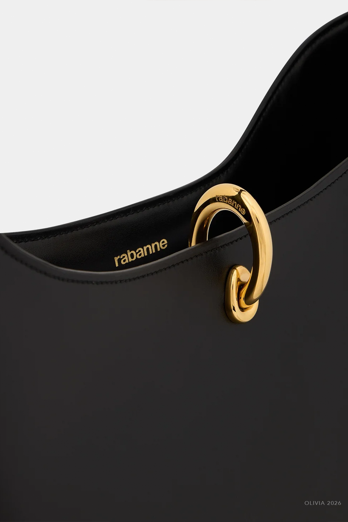 Ring Leather Tote Bag in Black