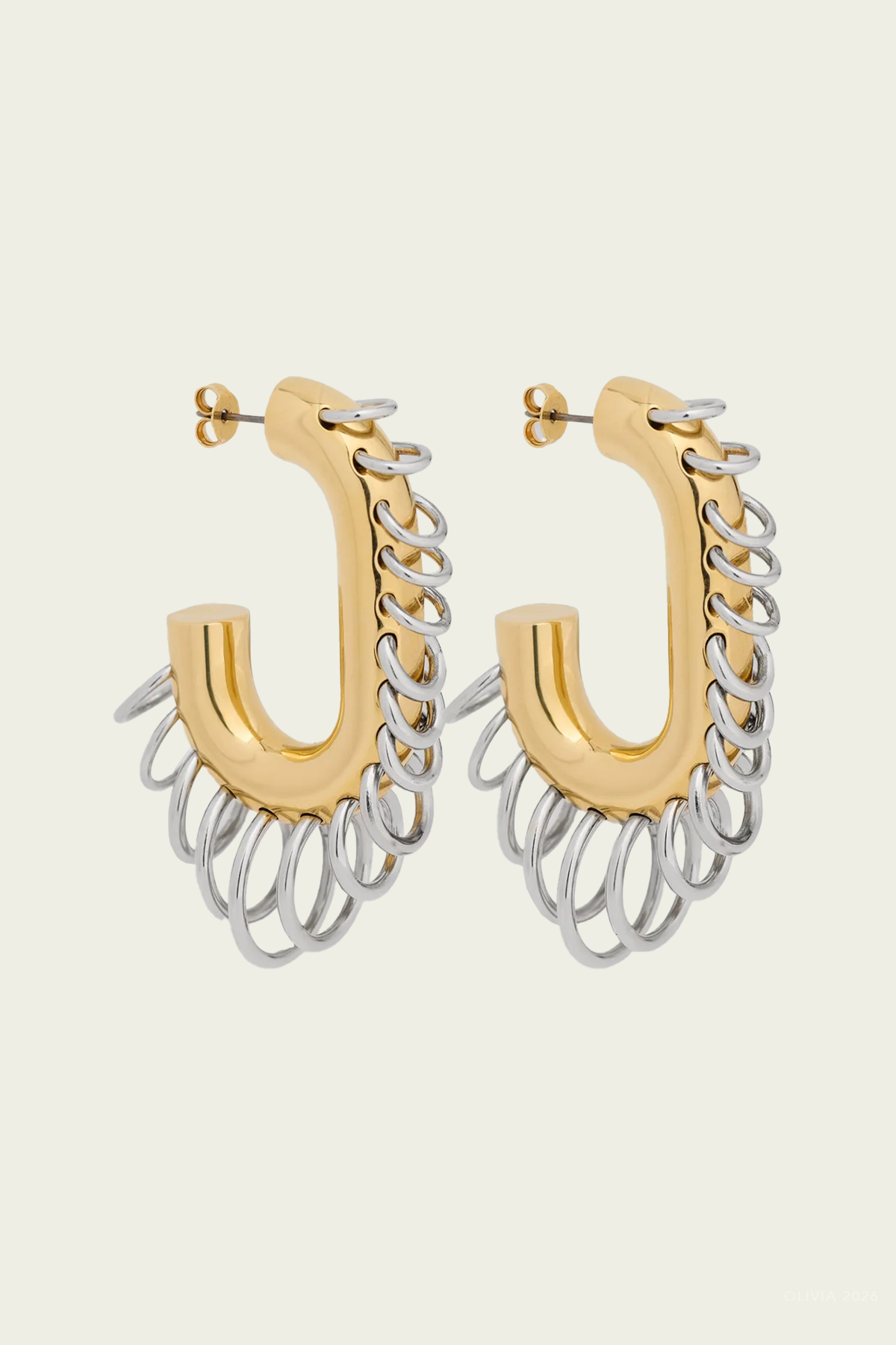 Punk XL Link Earrings in Gold Silver