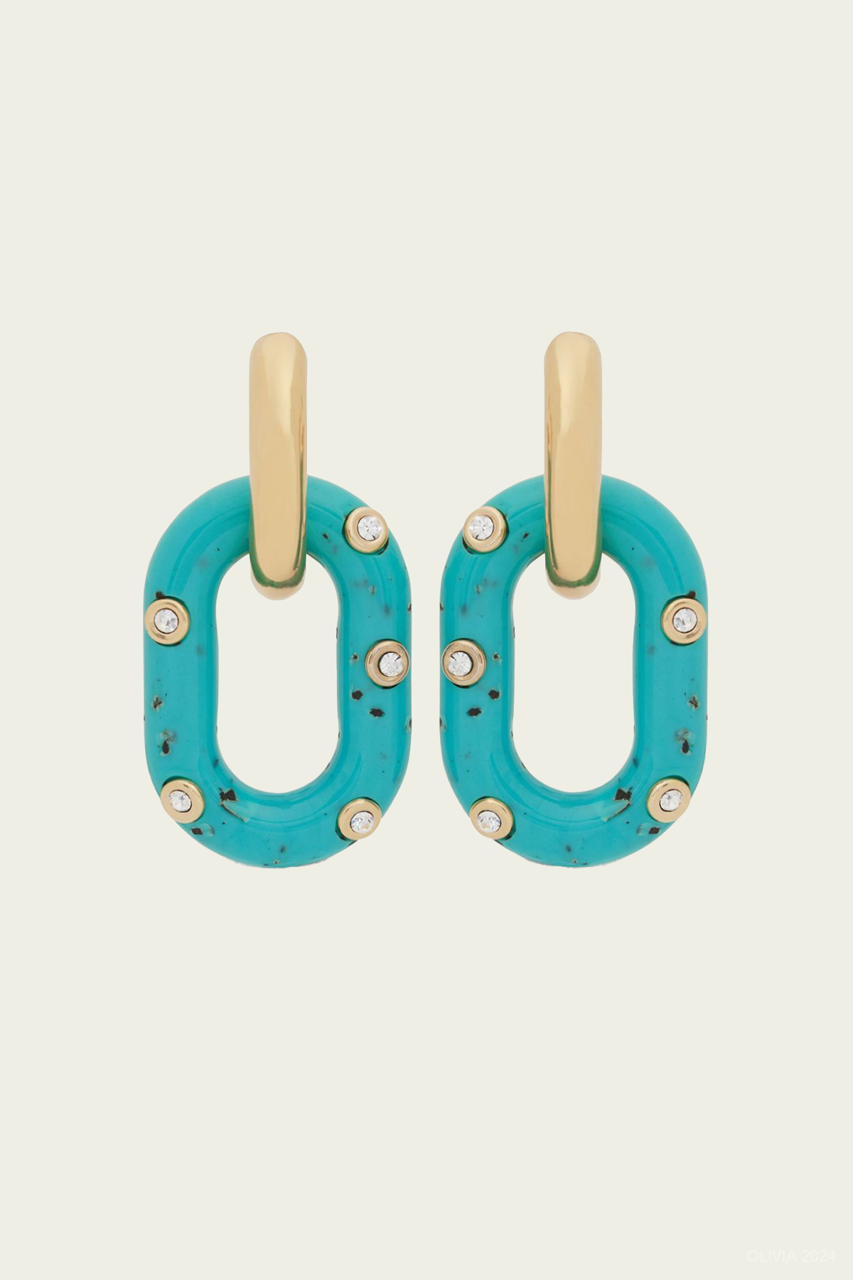 XL Link Earrings in Gold Turquoise