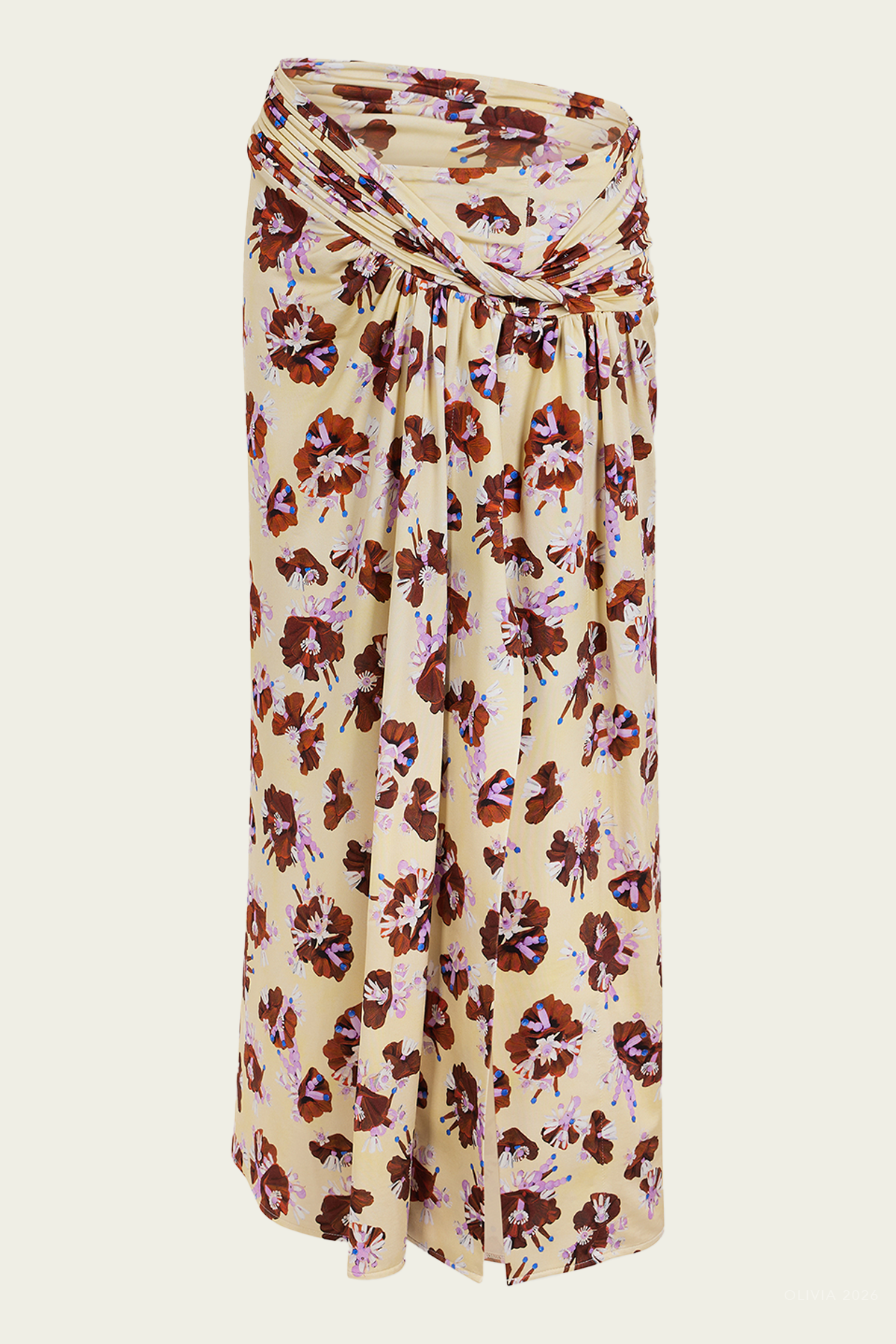 Floral Midi Skirt in Flower Trim Cream