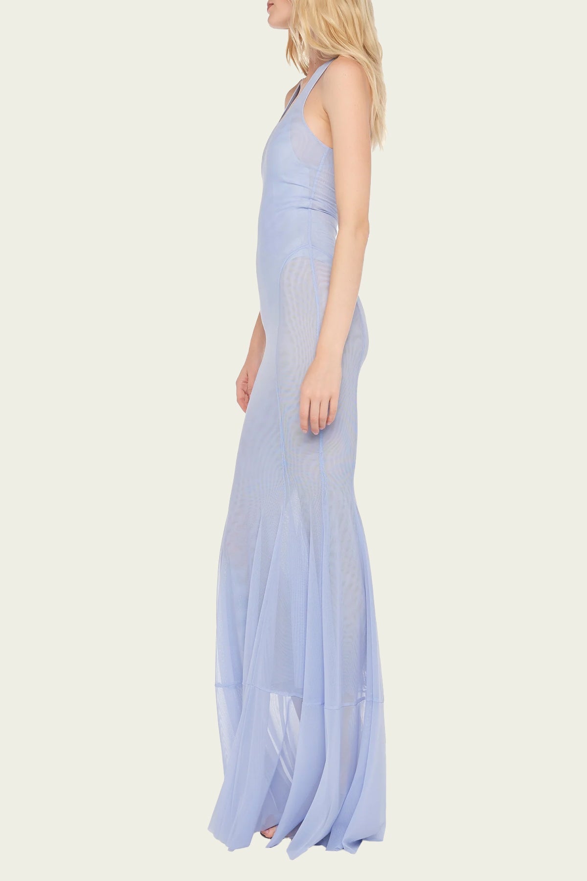 Racer Fishtail Gown in Misty Blue - shop-olivia.com