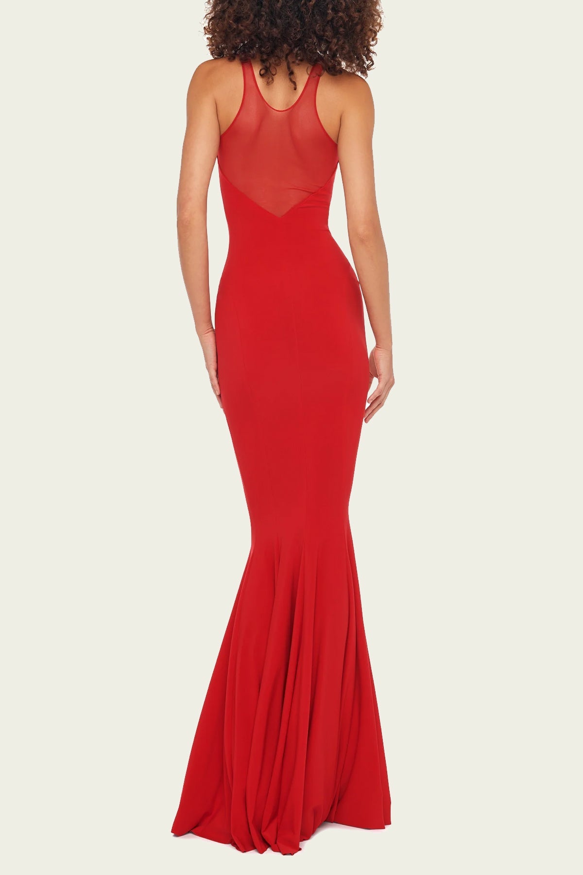 Racer Fishtail Gown in Tiger Red - shop - olivia.com