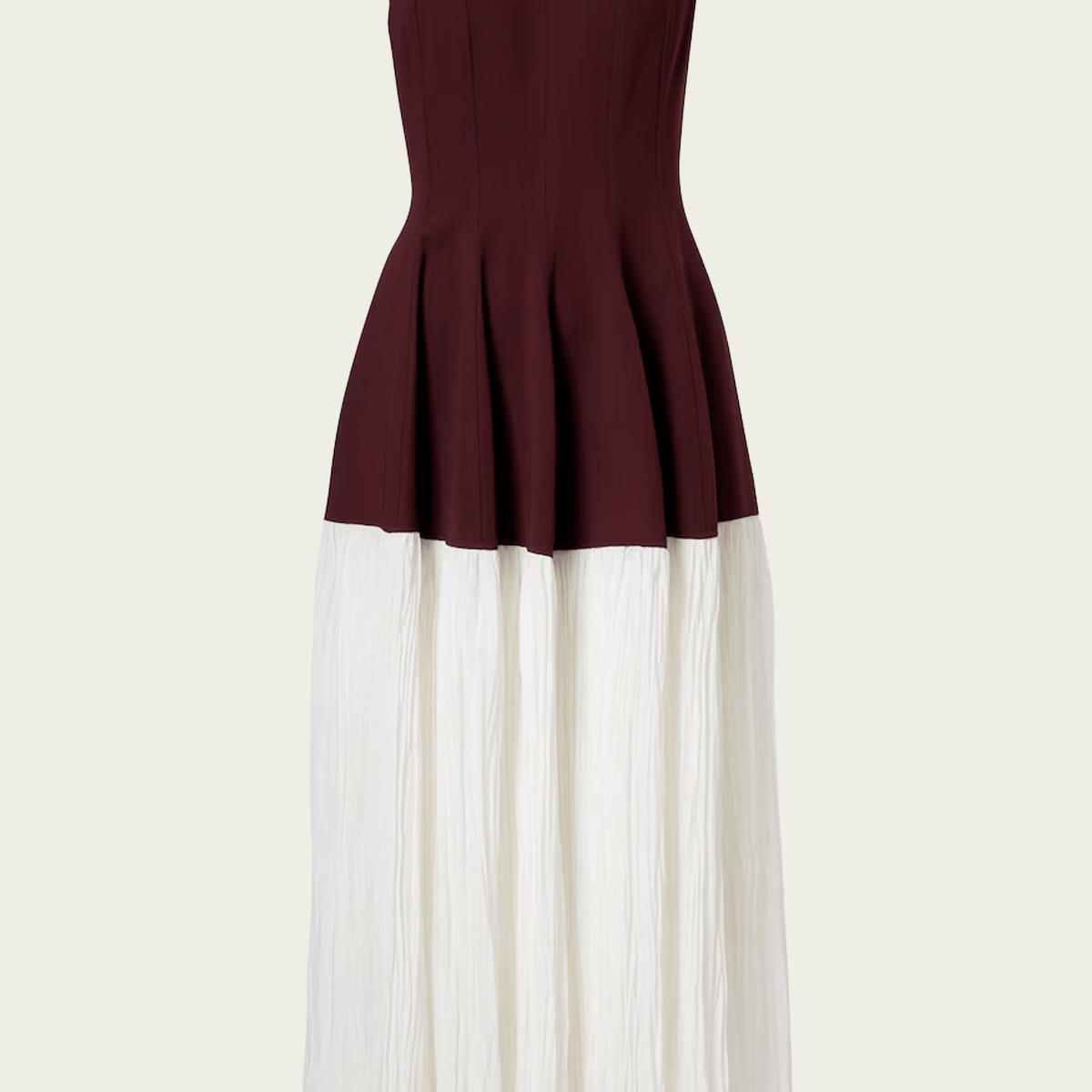 maroon and white dress Raleigh Pleated Midi Dress in Mahogany Multi