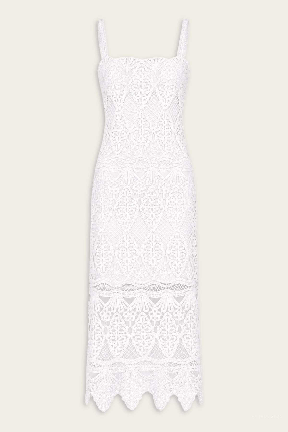 Ravello Midi Dress in White - shop-olivia.com