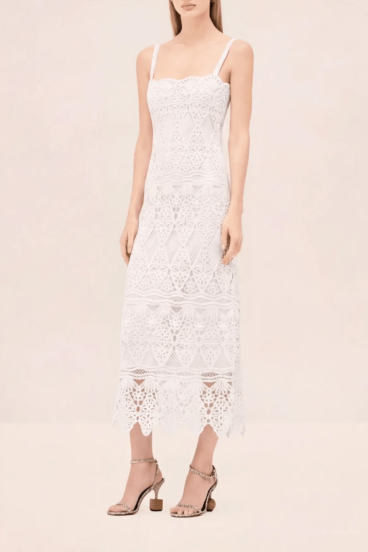 Ravello Midi Dress in White - shop-olivia.com