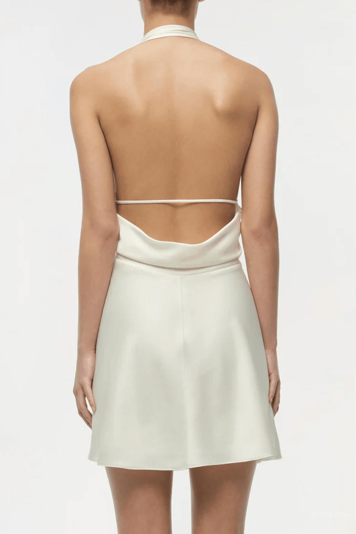 Reanna Satin Mini Dress in Ivory - shop - olivia.com