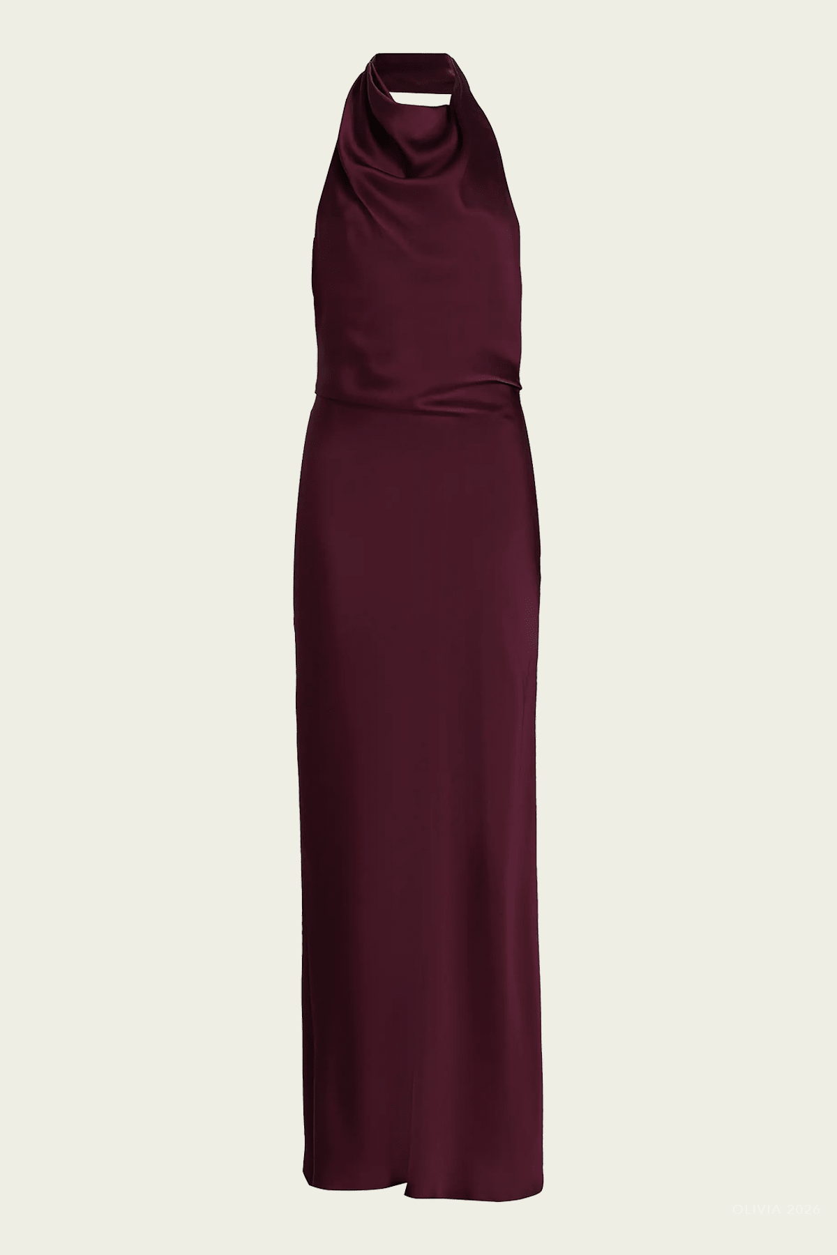 Reannon Draped Satin Gown in Fig - shop-olivia.com